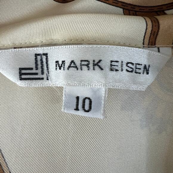 VINTAGE Mark Eisen White Beige 10 Top Silk Rope Knot Equestrian Button-Up NEW - Picture 6 of 9